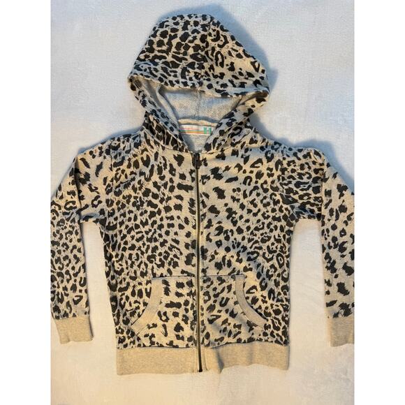 Vintage Havana Girls Leopard Zip Hoodie Sweatshirt Size 10 12 Animal Print - Picture 1 of 6